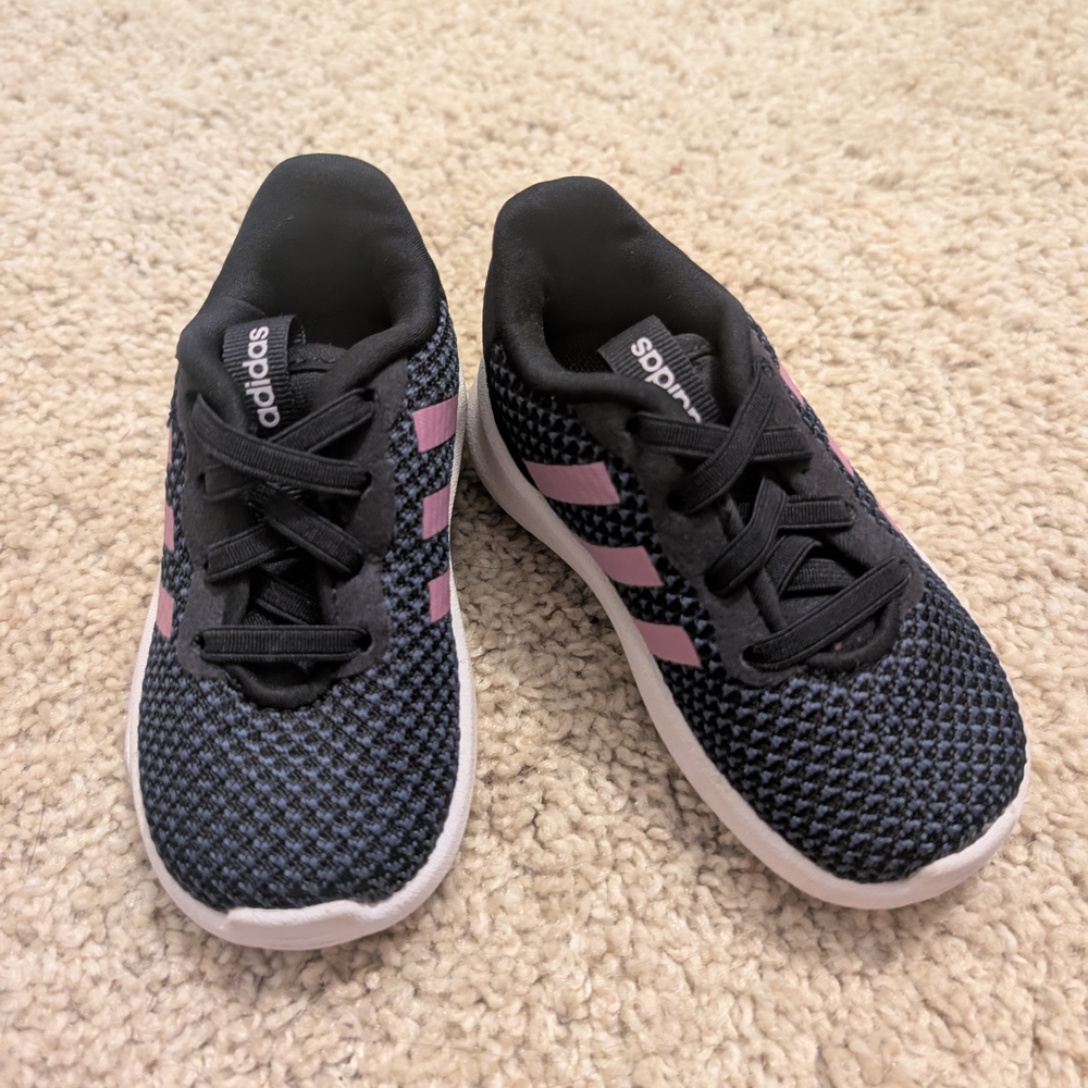 Adidas Black and Pink Kids Sneakers